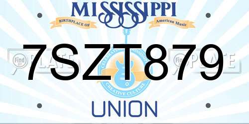 7SZT879 Mississippi License Plate