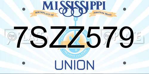 7SZZ579 Mississippi License Plate