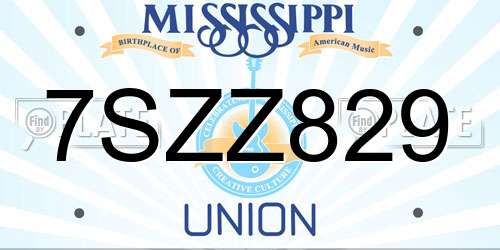7SZZ829 Mississippi License Plate