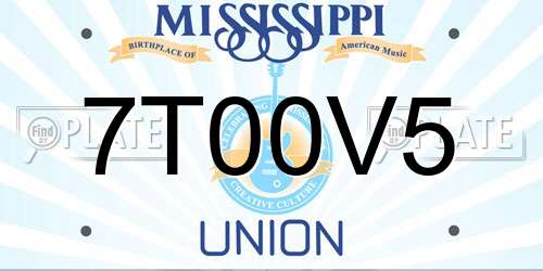 7T00V5 Mississippi License Plate