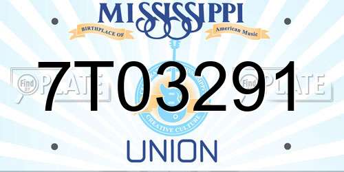 7T03291 Mississippi License Plate