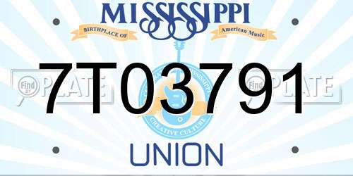 7T03791 Mississippi License Plate
