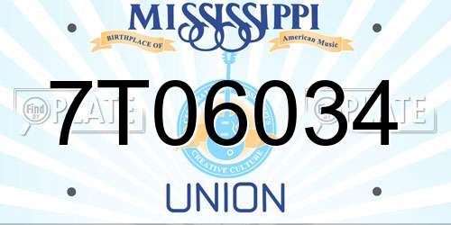 7T06034 Mississippi License Plate