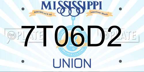 7T06D2 Mississippi License Plate