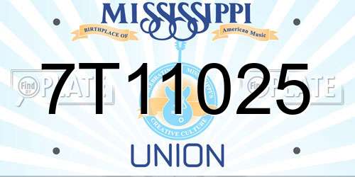 7T11025 Mississippi License Plate