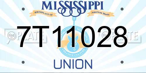 7T11028 Mississippi License Plate
