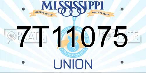 7T11075 Mississippi License Plate