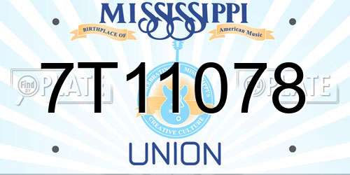 7T11078 Mississippi License Plate