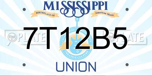 7T12B5 Mississippi License Plate