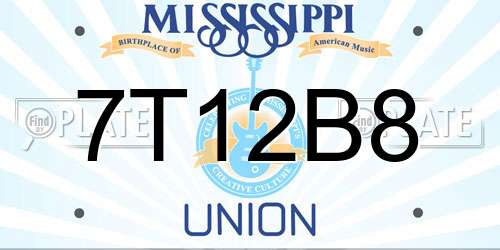 7T12B8 Mississippi License Plate