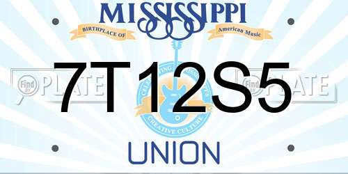 7T12S5 Mississippi License Plate