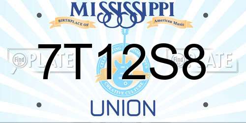 7T12S8 Mississippi License Plate