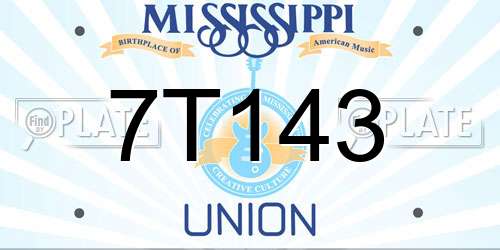 7T143 Mississippi License Plate