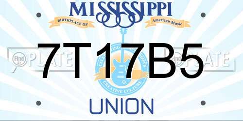7T17B5 Mississippi License Plate