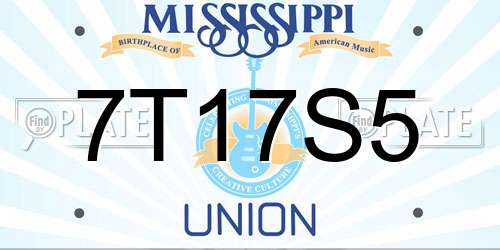 7T17S5 Mississippi License Plate