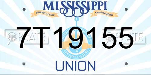 7T19155 Mississippi License Plate