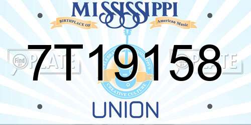 7T19158 Mississippi License Plate