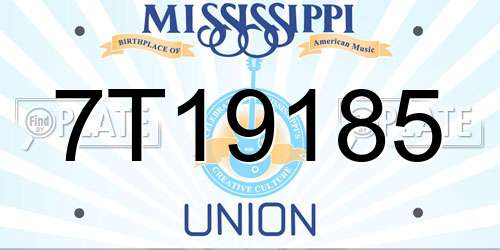 7T19185 Mississippi License Plate