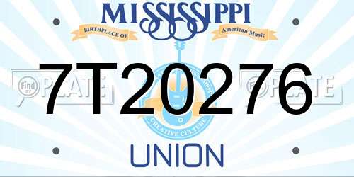 7T20276 Mississippi License Plate