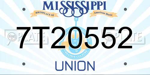 7T20552 Mississippi License Plate
