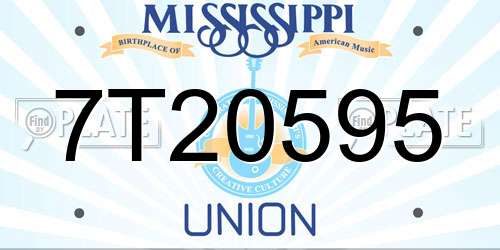 7T20595 Mississippi License Plate