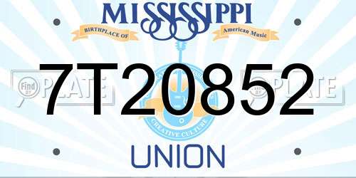 7T20852 Mississippi License Plate