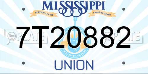 7T20882 Mississippi License Plate