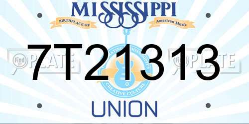7T21313 Mississippi License Plate