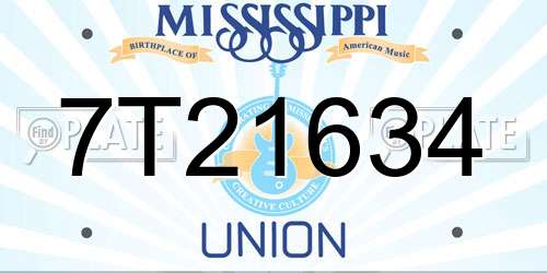7T21634 Mississippi License Plate
