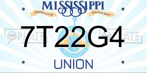 7T22G4 Mississippi License Plate