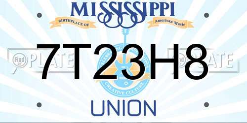 7T23H8 Mississippi License Plate
