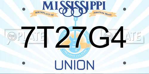 7T27G4 Mississippi License Plate