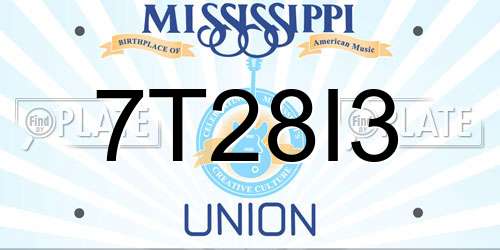 7T28I3 Mississippi License Plate