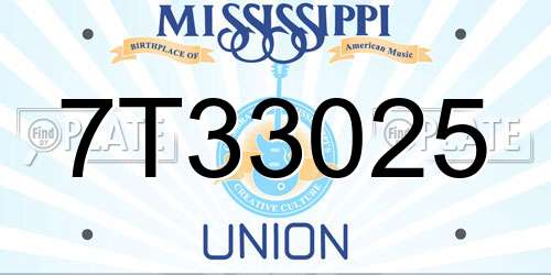 7T33025 Mississippi License Plate
