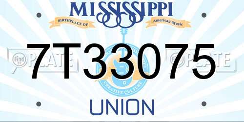 7T33075 Mississippi License Plate
