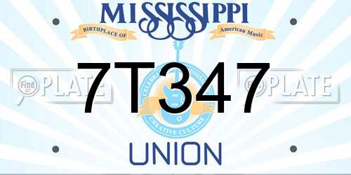7T347 Mississippi License Plate