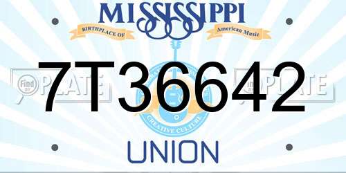 7T36642 Mississippi License Plate