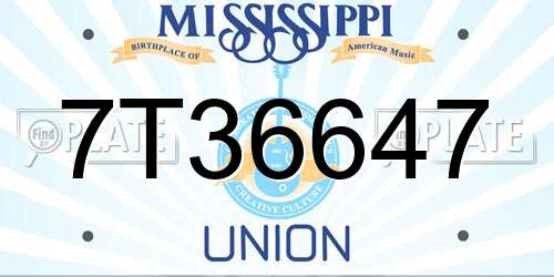 7T36647 Mississippi License Plate