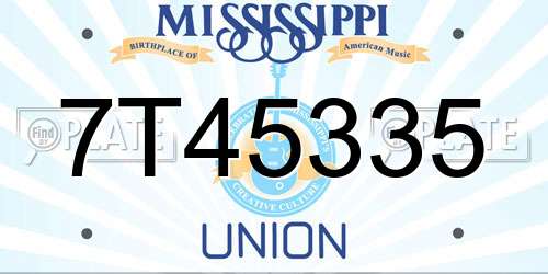 7T45335 Mississippi License Plate