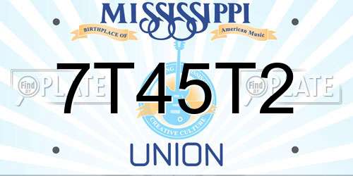7T45T2 Mississippi License Plate