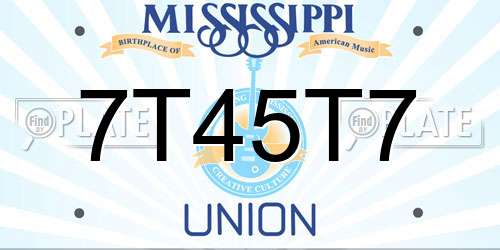7T45T7 Mississippi License Plate