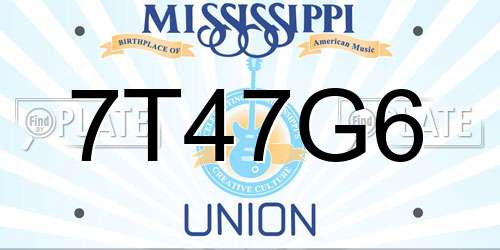 7T47G6 Mississippi License Plate