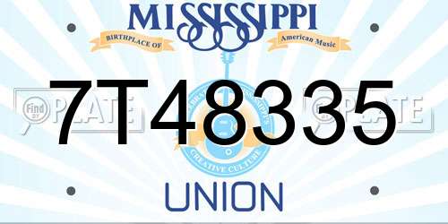 7T48335 Mississippi License Plate