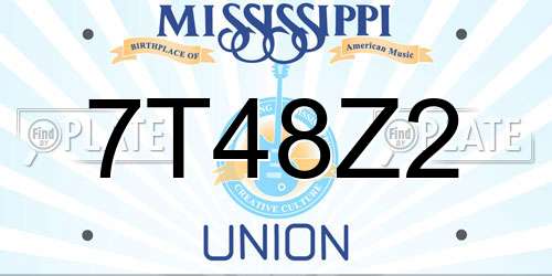 7T48Z2 Mississippi License Plate