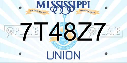 7T48Z7 Mississippi License Plate