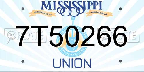 7T50266 Mississippi License Plate