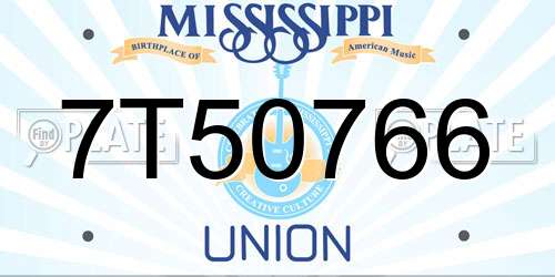 7T50766 Mississippi License Plate