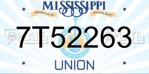 7T52263 Mississippi License Plate