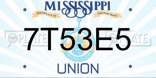 7T53E5 Mississippi License Plate
