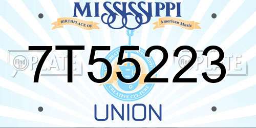 7T55223 Mississippi License Plate